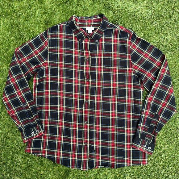 L.L. Bean Scotish Plaid Flannel Relax Fit Long Sleeve Button Down Shirt Women M - Picture 1 of 12